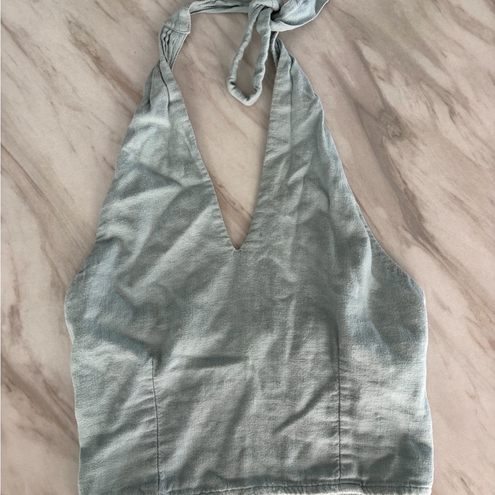 Abercrombie & Fitch Light Blue Halter Crop Top